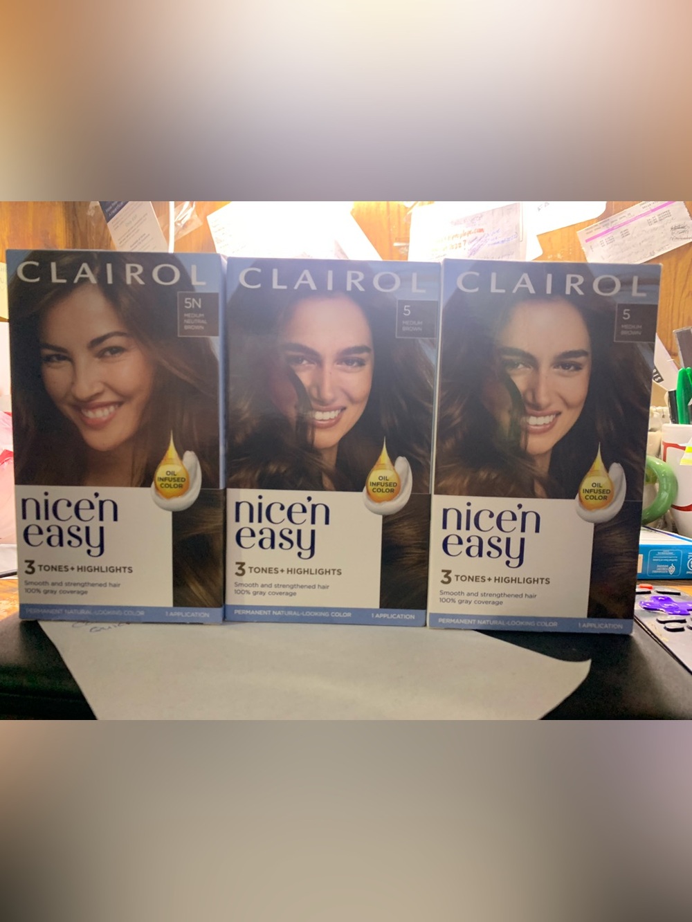 Clairol Nice & Easy Haircolor Kits Medium Brown x 3 New Sealed
